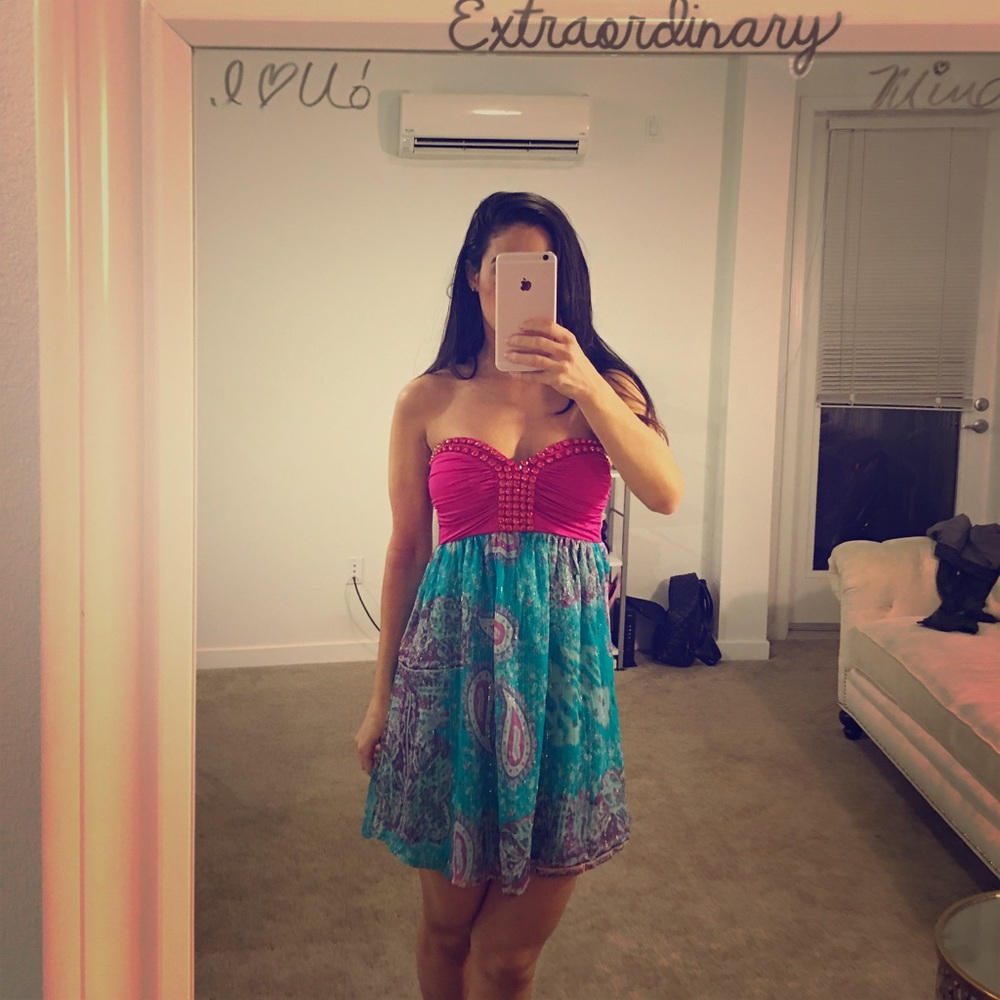 Beach Bunny dress xs pink and blue